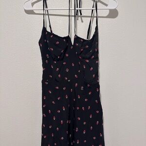 Réalisation Par Black Dress with Strawberry Print